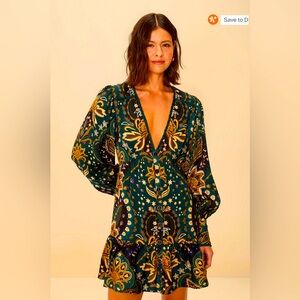 Farm Rio Black Jaipur mini dress. NWT